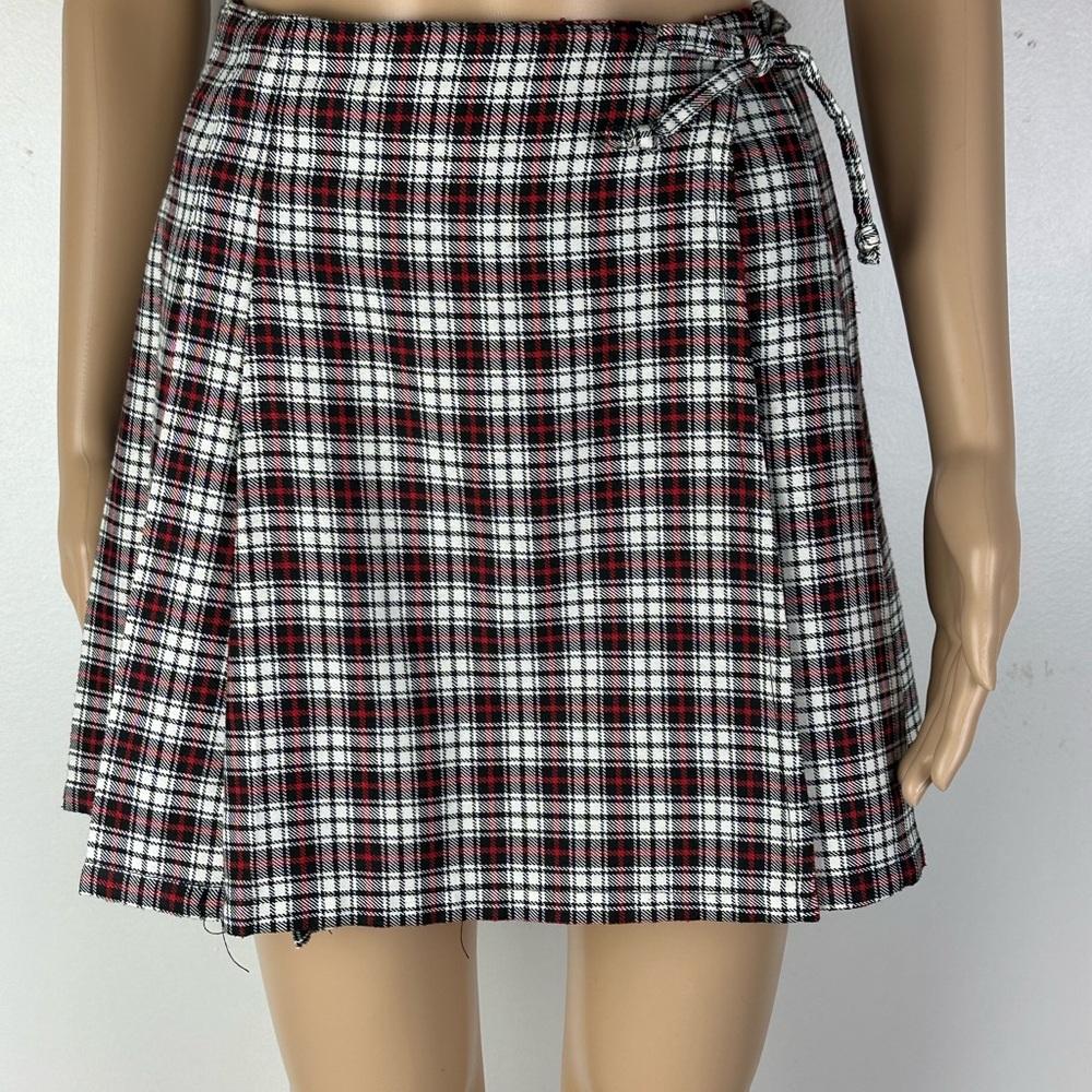Vintage Express Red and Black Plaid Mini Skirt
